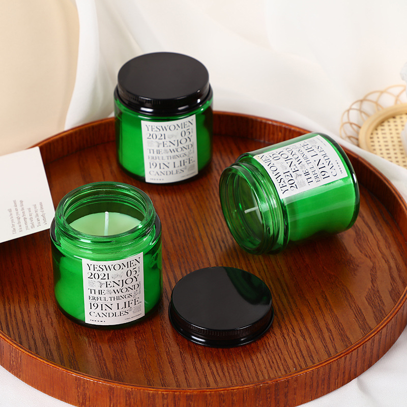 Vela Velas Aromaticas 100g em Jarra de Vidro Verde Velas Perfumadas